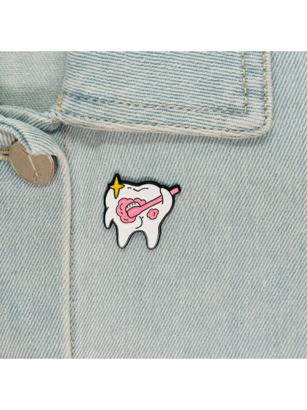 ✨Hot Teeth Toothbrush Metal Enamel Brooch Cute Cartoon Dentistry Pin face teeth✨
